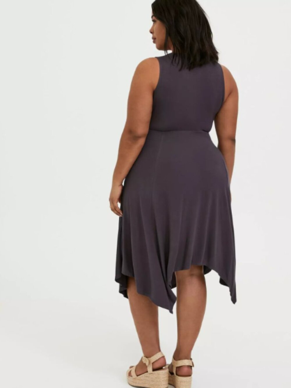 Torrid Super Soft Knit Handkerchief Hem Sleeveless Dress Gray 0 - Picture 3 of 15
